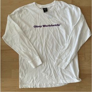 Unisex obey Worldwide long sleeve tee cream/beige